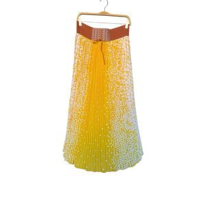 Mint Green Women Western Maxi Skirt Large Pleated Belted Pull On Country Cowgirl